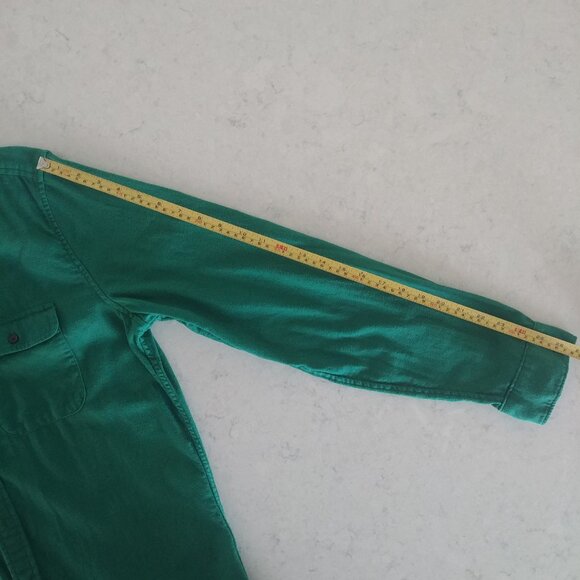 Gap Men's Medium Tall 100% cotton soft flannel green button down shirt - Picture 11 of 14